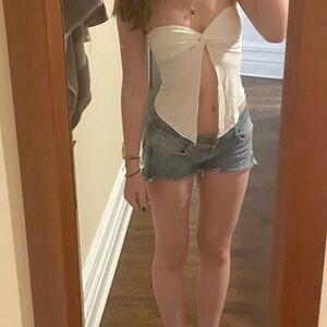 Edikted White Strapless Crop Top